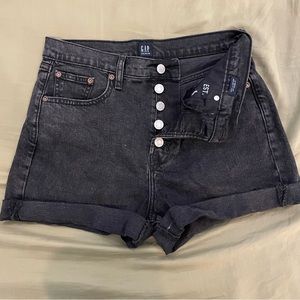 GAP Button Fly High Waisted Black Denim Shorts
